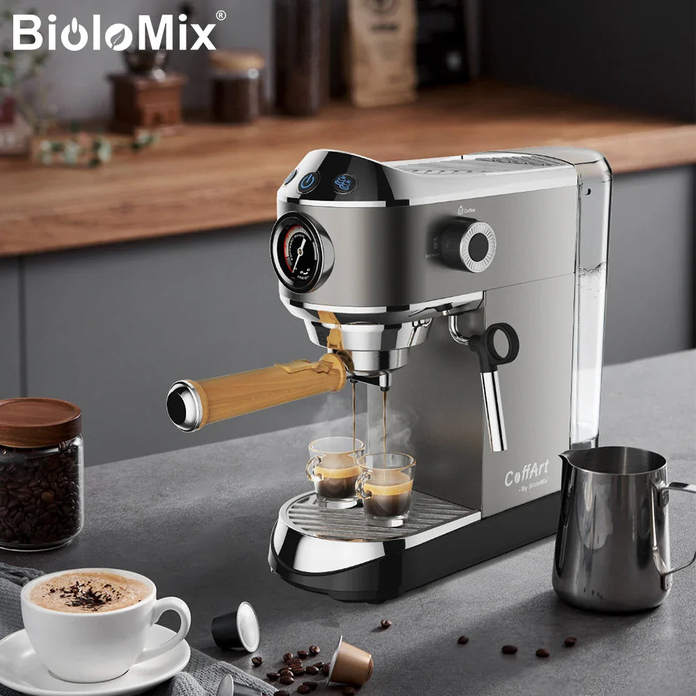 BioloMix Kapsel-Kaffeemaschine - 20 Bar halbautomatische Espresso- und Cappuccino-Maschine