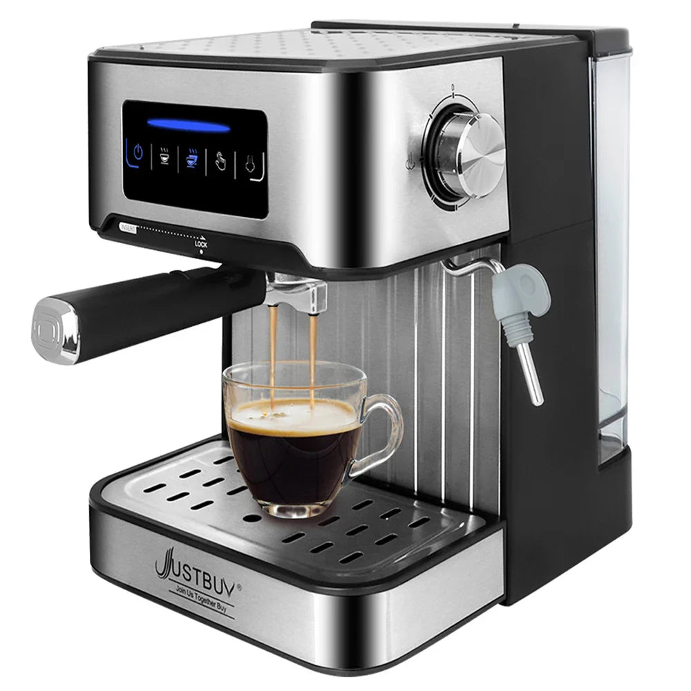 LCD Espresso-Kaffeemaschine - Halbautomatisch 20 Bar mit Milchaufschäumer