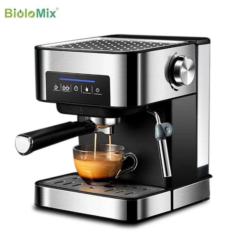 BioloMix Espresso-Kaffeemaschine - 20 Bar Cappuccino & Latte mit Milchaufschäumer